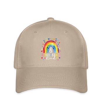 Birthday 8 Girl Rainbow Eight Years Old - Flexfit Cap - khaki - Front