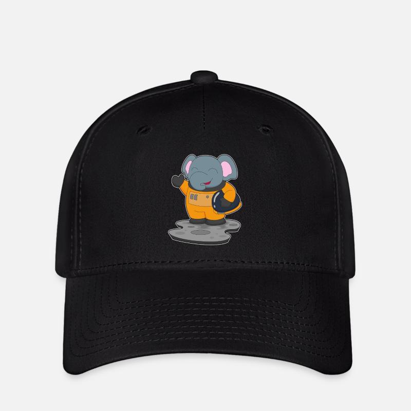 Elephant Astronaut Space - Flexfit Cap - black