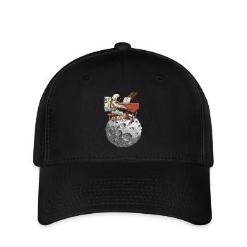Moon piano with spacesuit - Flexfit Cap - black - Front