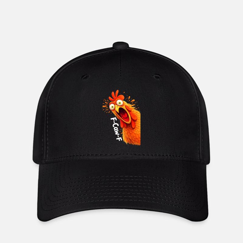 F-Caw-F Graphique drôle de mème de coq de poulet - Casquette Flexfit - noir