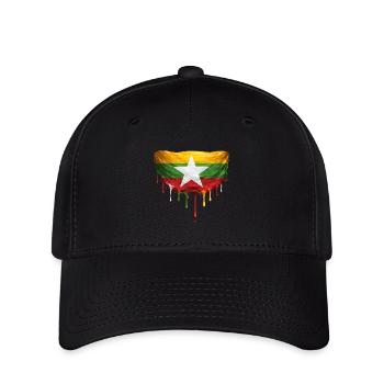 Art de chute du drapeau du Myanmar - Casquette Flexfit - noir - Devant