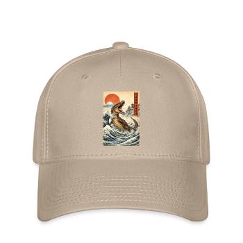 Mosasaurus Dinosaur Lover Japanese Wave - Flexfit Cap - khaki - Front
