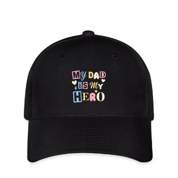 Mon père est mon héros - Douce fête des pères / cadeau d’enfant - Casquette Flexfit - noir - Devant