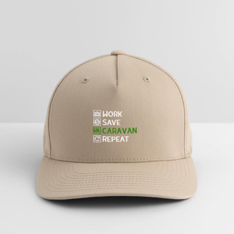Work, Save, Caravan, Repeat - Camping Spruch Flexfit Cap