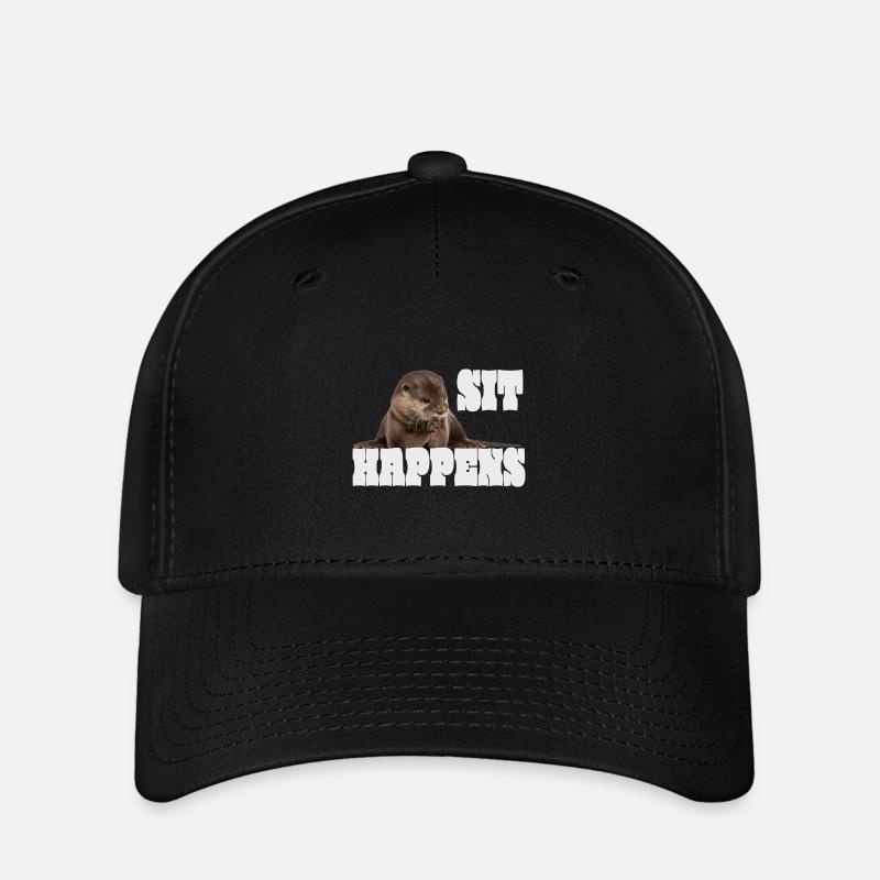 Otter , cute Otter Vintage Retro - Flexfit Cap - black