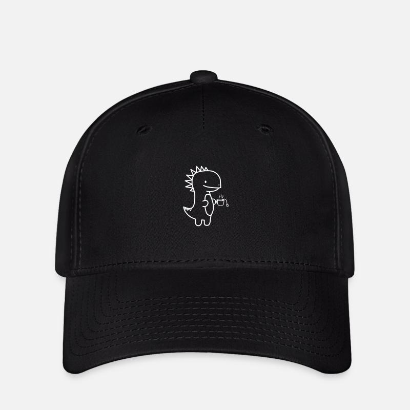 Dinosaurier Tee Kaffee - Flexfit Cap - Schwarz