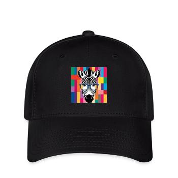 Zebra Cool mit Brille Bunt - Flexfit Cap - Schwarz - Vorne