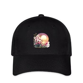 Orchideen-Sonnenuntergang - Flexfit Cap - Schwarz - Vorne