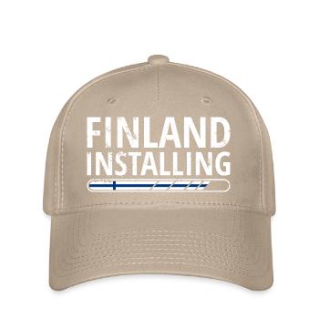 Finnland Flagge Suomi Finnische Fahne Used Look - Flexfit Cap - Khaki - Vorne