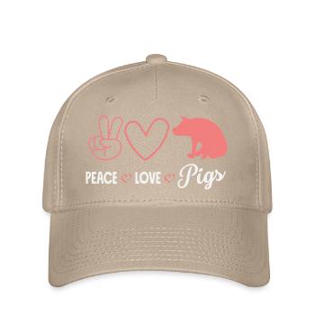 Peace Love Pigs Peace Love Pigs Heart - Flexfit Cap - khaki - Front