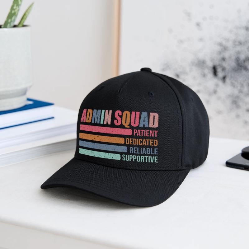 Admin Squad: Colored Retro Office Team Gift Flexfit Cap