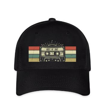 Kassette 1987 – Geboren 1987 Geburtstagsgeschenk - Flexfit Cap - Schwarz - Vorne