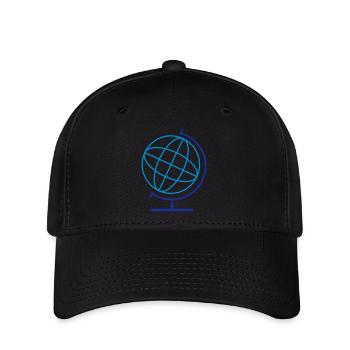 Geometrischer Globus Linienkunst - Flexfit Cap - Schwarz - Vorne