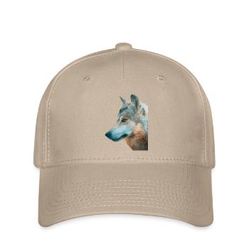 Wolfs Kopf Aquarellprint - Flexfit Cap - Khaki - Vorne