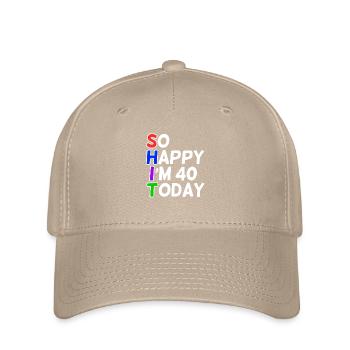 sehr glücklich 40 Jahre alt - Flexfit Cap - Khaki - Vorne