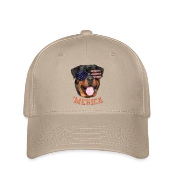 Merica Rottweiler American Independence Day Gift - Flexfit Cap - khaki - Front