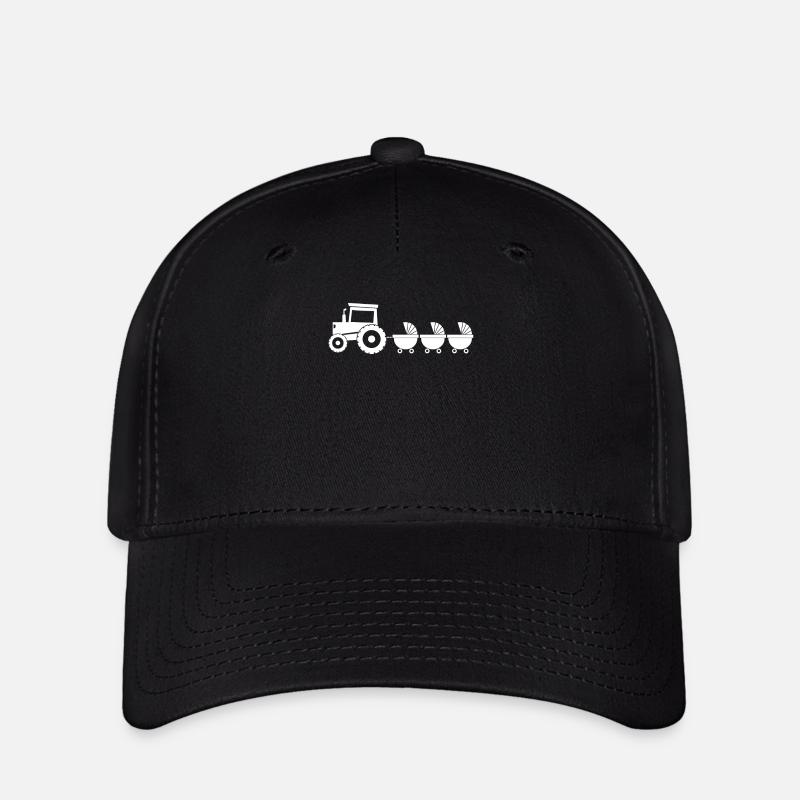Tracteur avec chariot bébé - triplés - Casquette Flexfit - noir