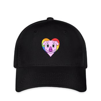 Schwein Lgbt Regenbogen Farben - Flexfit Cap - Schwarz - Vorne