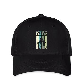 Bester Vater Aller Zeiten Retro Zwei Kinder Bester - Flexfit Cap - Schwarz - Vorne