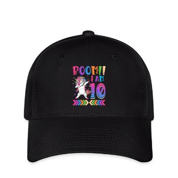 Boom!! J’ai 10 ans, Colorful Funny Unicorn 10. - Casquette Flexfit - noir - Devant