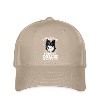 Border collie Retro chien doux - Casquette Flexfit - kaki - Devant