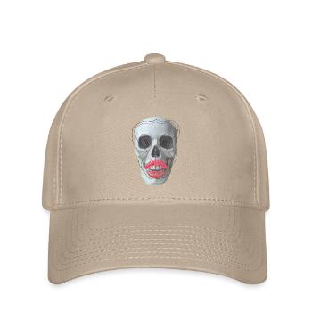 Totenkopf mit roten Lippen - Flexfit Cap - Khaki - Vorne