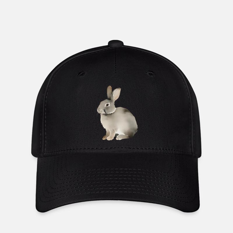 Lapin avec un fond uni - Casquette Flexfit - noir