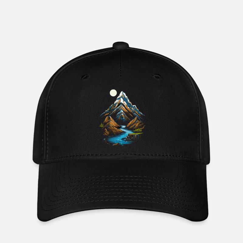 Mountain peaks in the moonlight - Flexfit Cap - black