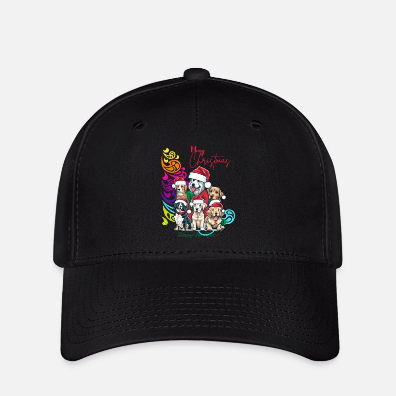Festive Dog Squad Christmas Design - Flexfit Cap - black