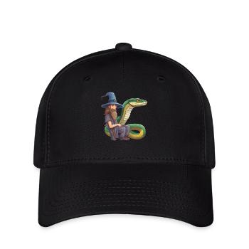 Zauberer Schlange Anakonda snake Natter Boa Python - Flexfit Cap - Schwarz - Vorne