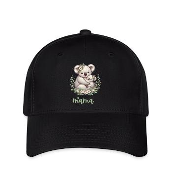 Maman Koala ours câlin I Couronne florale maman I Koala - Casquette Flexfit - noir - Devant