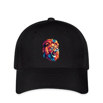 Mehrfarbiger Löwe - Flexfit Cap - Schwarz - Vorne