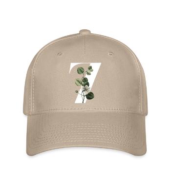 Nummer 7 Blumengrün -7. Blumengeburtstag - Flexfit Cap - Khaki - Vorne