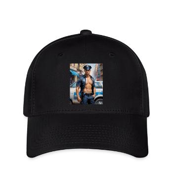 Hübsche Männer mit muskulösem Körper – Polizist - Flexfit Cap - Schwarz - Vorne