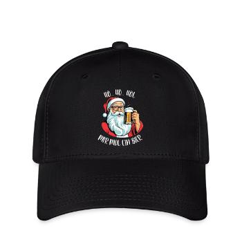 Ho Ho hol mir mal ein Bier funny Weihnachtsmotiv - Flexfit Cap - Schwarz - Vorne