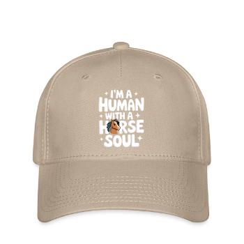 Pferd Pferde Reiten Pferdereiten Sprungreiten - Flexfit Cap - Khaki - Vorne