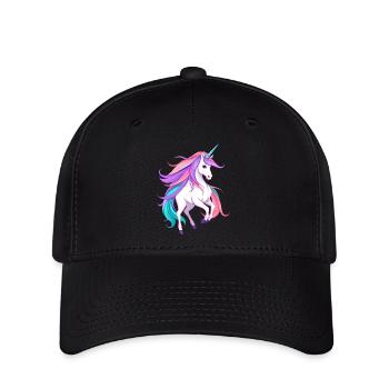 Radiant Purple Unicorn Fantasy Illustration - Flexfit Cap - black - Front