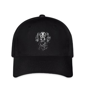 Langhaardackel Portrait Hunde Hund Teckel - Flexfit Cap - Schwarz - Vorne