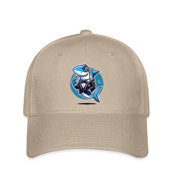 Edler Hai im Smoking-Vektor-Design - Flexfit Cap - Khaki - Vorne