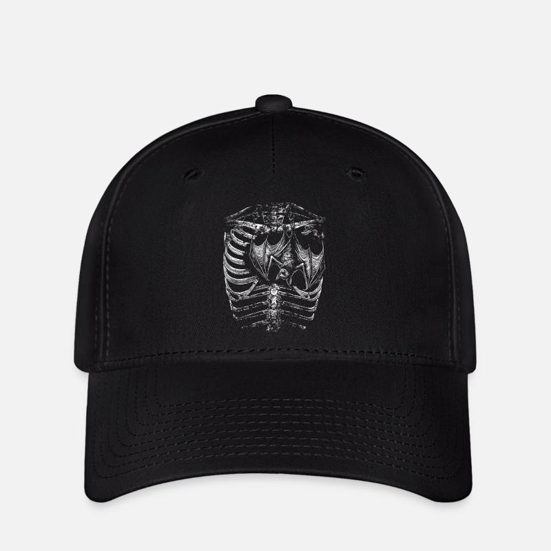 corps de squelette à rayons X avec chauve-souris - Casquette Flexfit - noir
