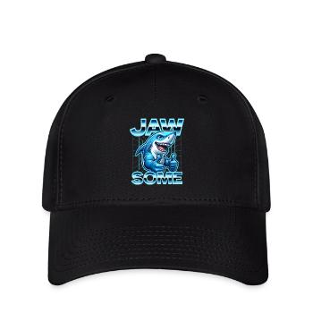 Jawsome Cartoon Shark Daumen hoch Retro-Design - Flexfit Cap - Schwarz - Vorne