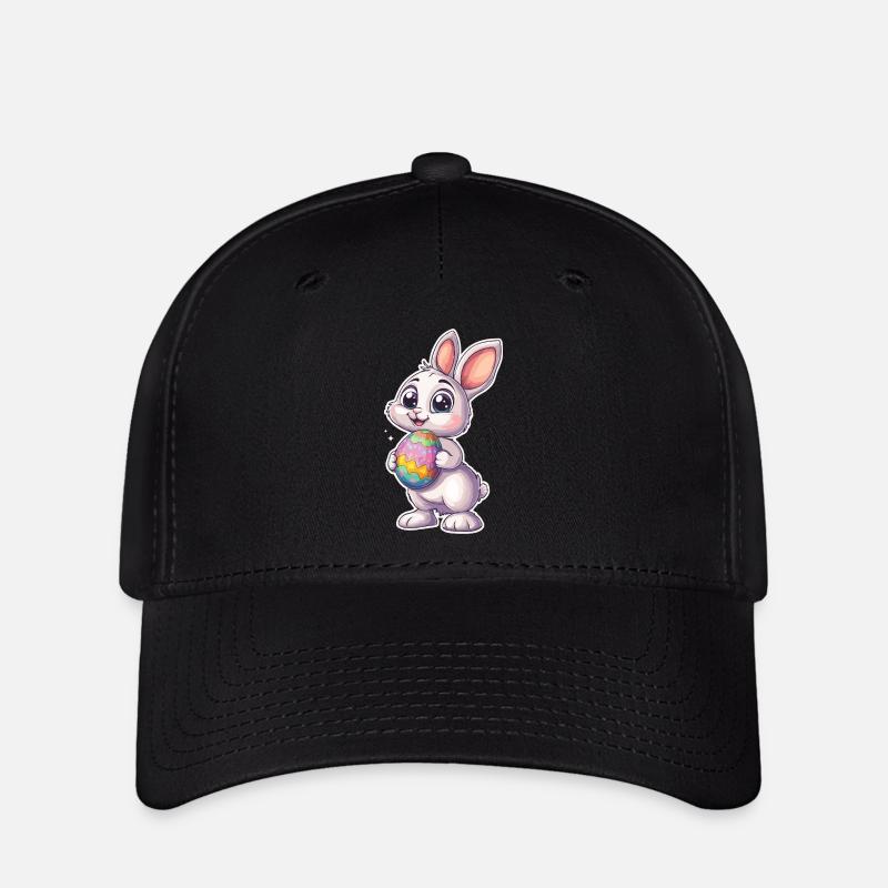 Süßer Osterhase mit Osterei - Flexfit Cap - Schwarz