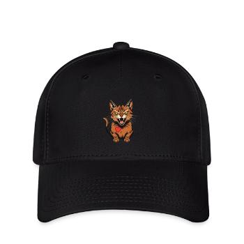 Anime Cat with heart Photo - Flexfit Cap - Schwarz - Vorne