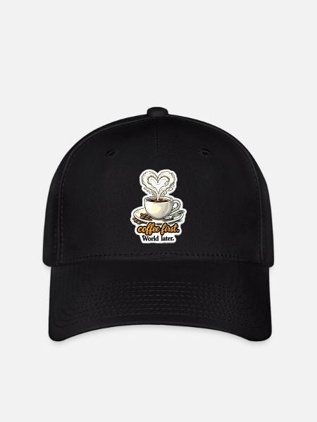Coffee First Heart Design - Flexfit Cap - black
