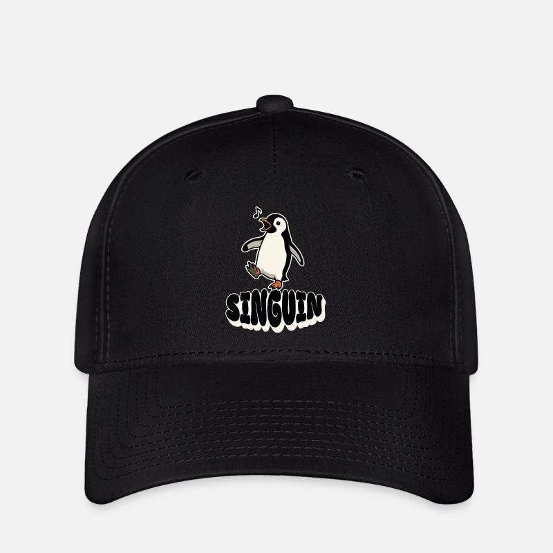 Pingouin chanteur - Singuin - Casquette Flexfit - noir