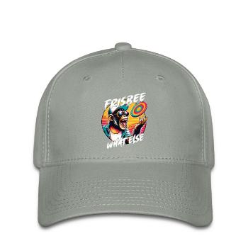 Chimpanzé avec lunettes de soleil, casquette de baseball et frisbee - Casquette Flexfit - gris vert - Devant