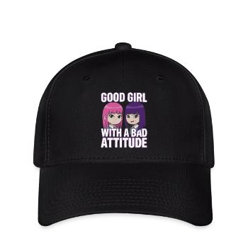 Une bonne fille avec une mauvaise attitude - Casquette Flexfit - noir - Devant