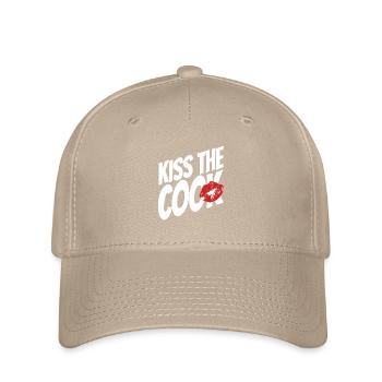 Kiss the cook - cock - Wortspiel - Spruch - Flexfit Cap - Khaki - Vorne