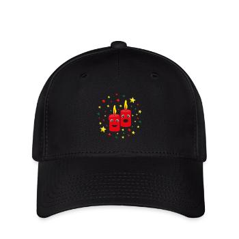 2. Adventskerzen mit Sternen. - Flexfit Cap - Schwarz - Vorne