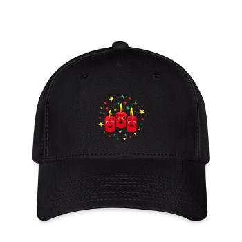 3. Adventskerzen mit Sternen. - Flexfit Cap - Schwarz - Vorne